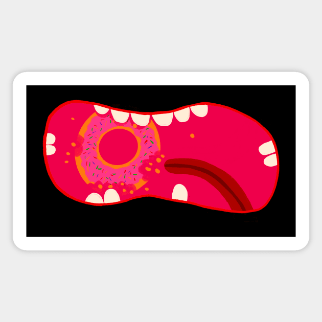 Donut digested in stomach Sticker by Dataskrekk Mediekontor